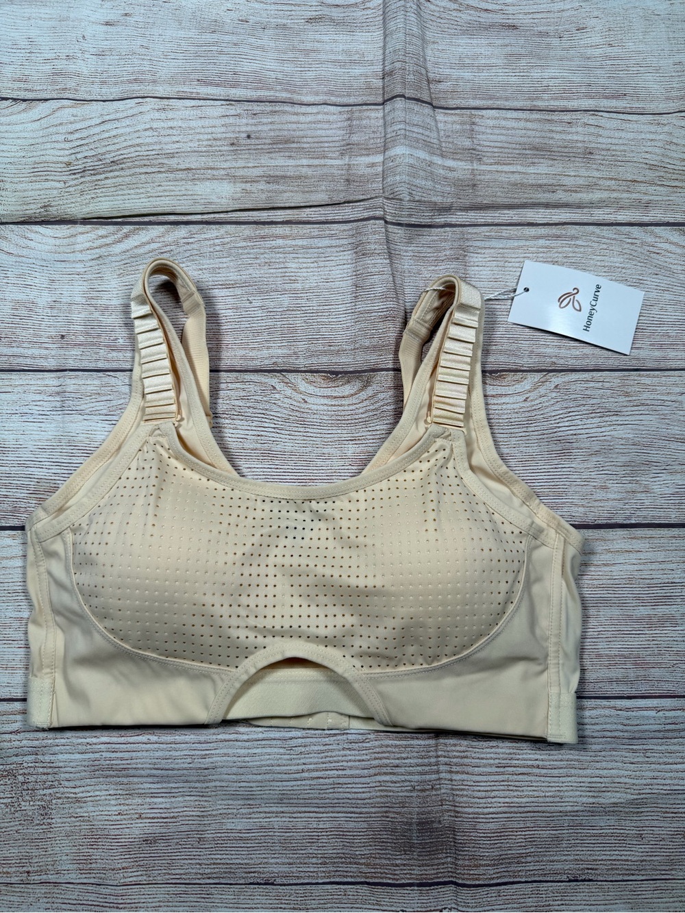NWT Beige Wireless Comfort Bra with Perforated Cups